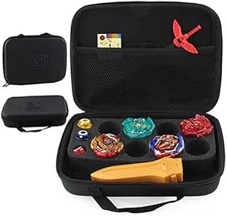 mecaponn Beyblade Case, Portable, Built-in Sponge with Handle, Shock Absorption, Storage Case, Durable, Beyblade Burst, Gift for Kids, Black