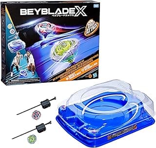 Beyblade X Drop Attack Battle Set with Bey Stadium Arena, Takara Tomy Tops & Launcher 2 pieces, Impact Drake 9-60LR & Hover Wyvern 3-85N, Battle Game Toy for Children, Suitable for Ages 8 and Up